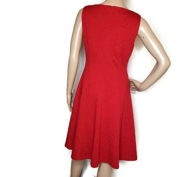 Nine West Red Sleeveless A-Line Dress with fitted bust Size 8 classic classy - Picture 4 of 8